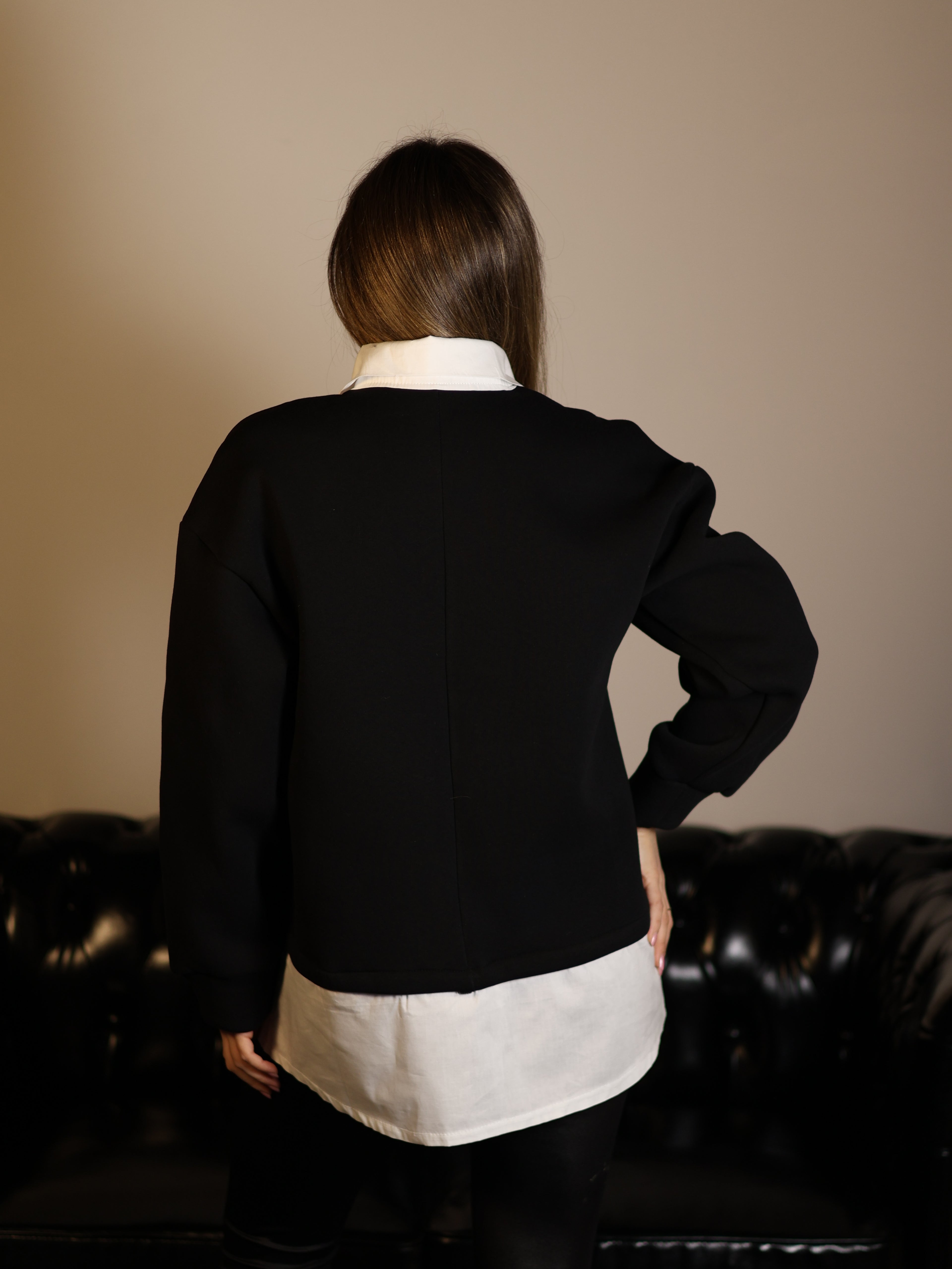 •Felpa Black finta camicia•